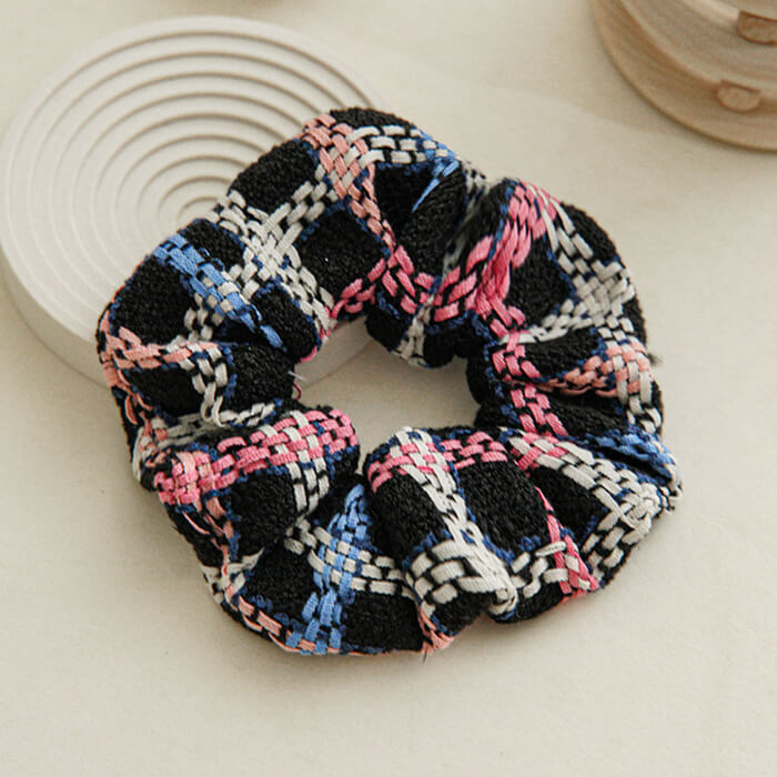 Grid Tweed Scrunchie