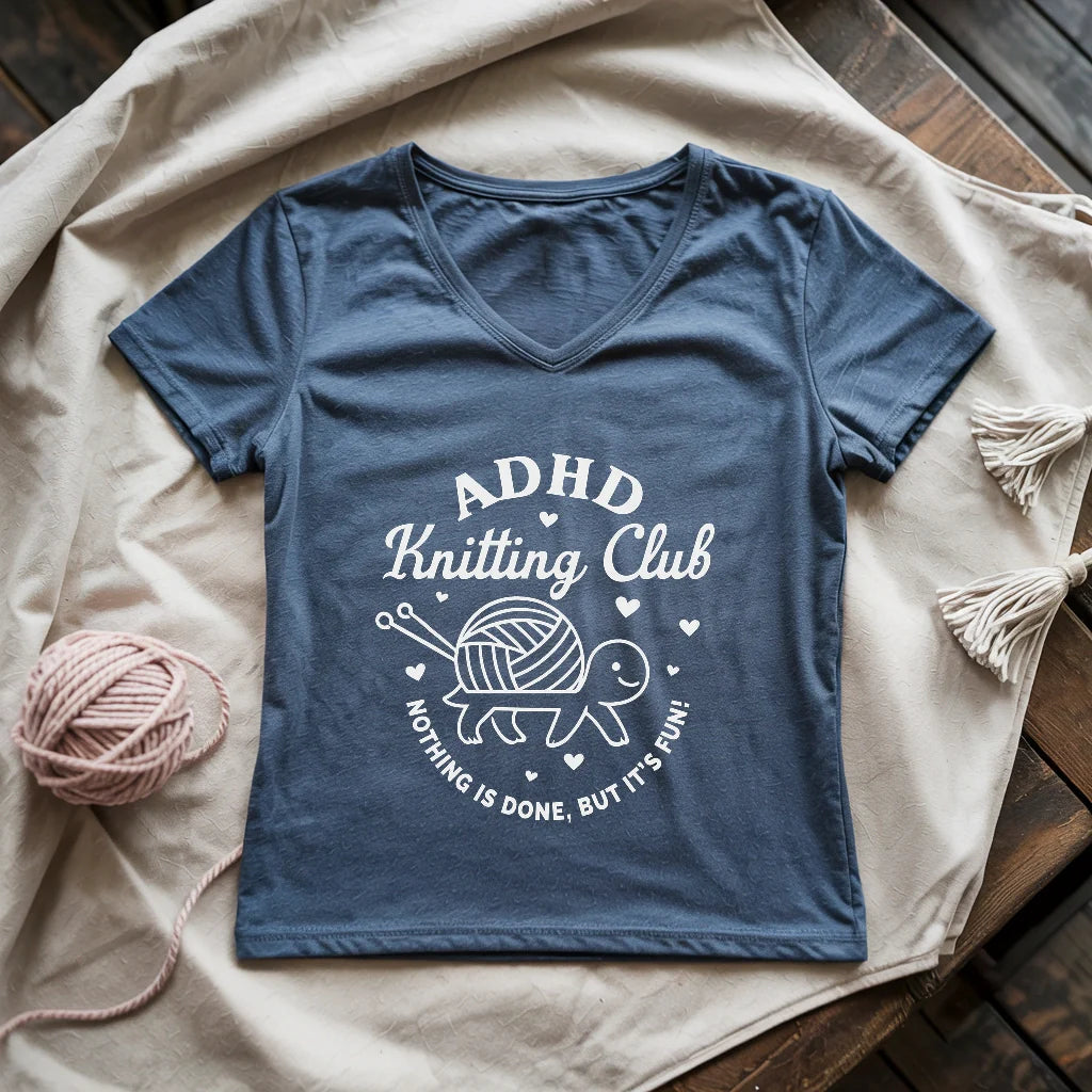 ADHD Knitting Club Lady V-neck