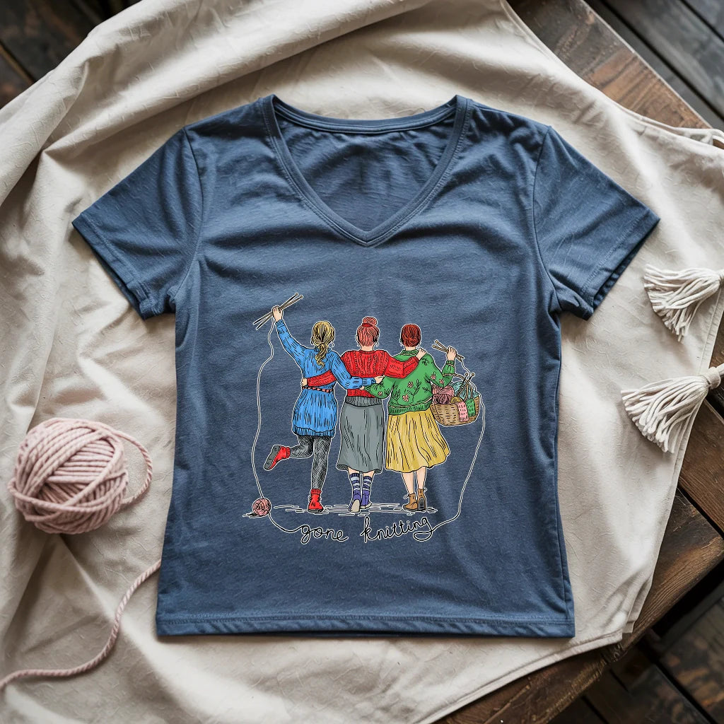 Girls Gone Knitting Lady V-neck