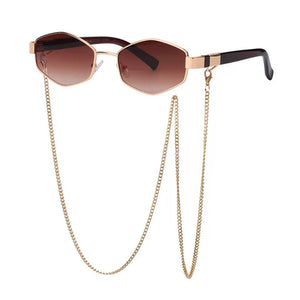 Hexagonal Sunglasses with Chain