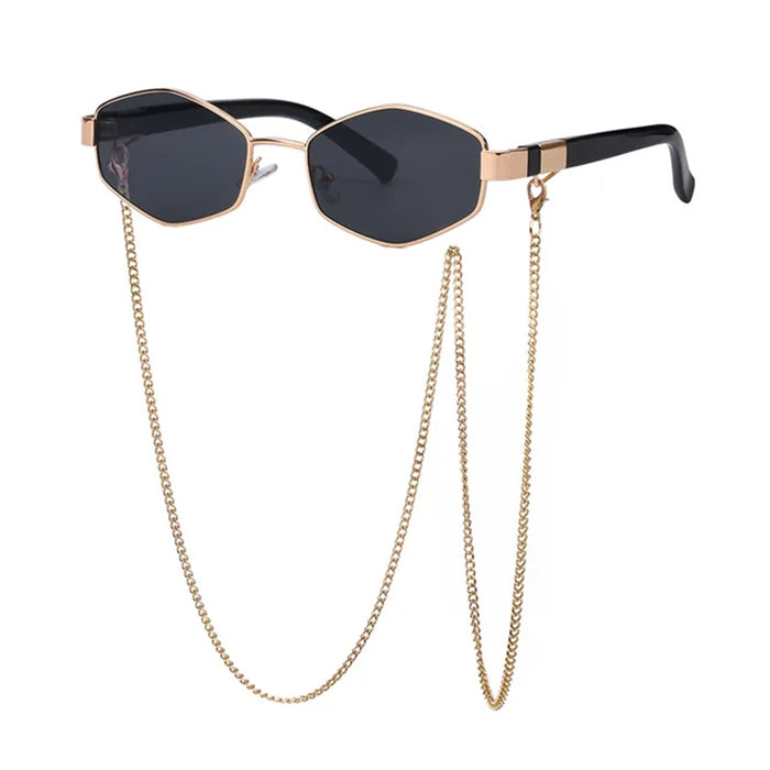 Hexagonal Sunglasses with Chain