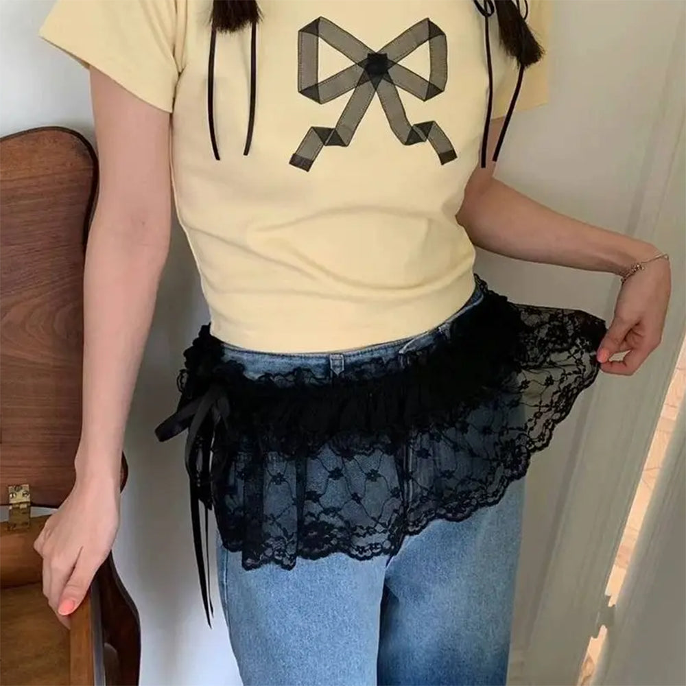 Lace Layered Mini Skirt Belt