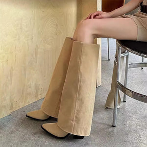 Pointed Toe Wide Calf Boots