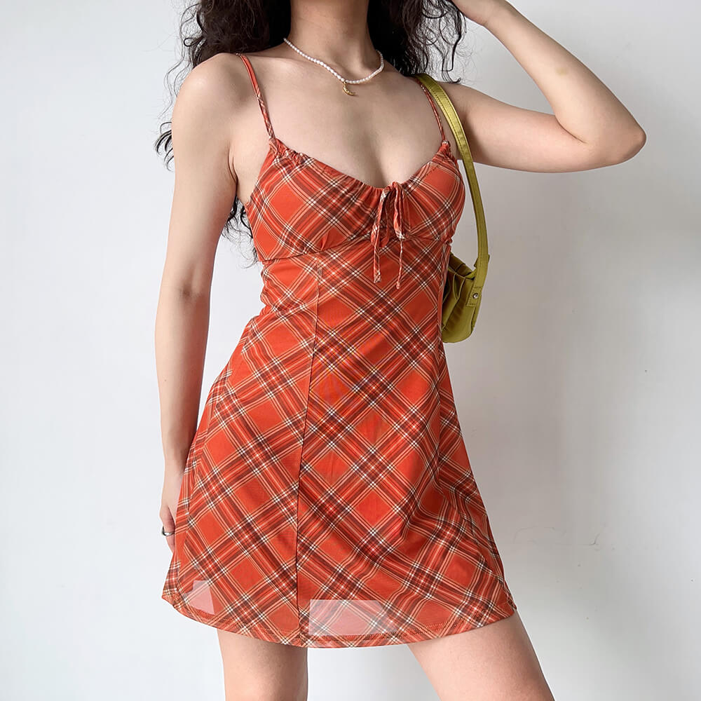 Preppy Style Plaid Mini Dress