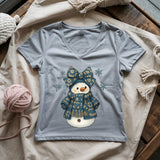 Snowman Crocheter Lady V-neck