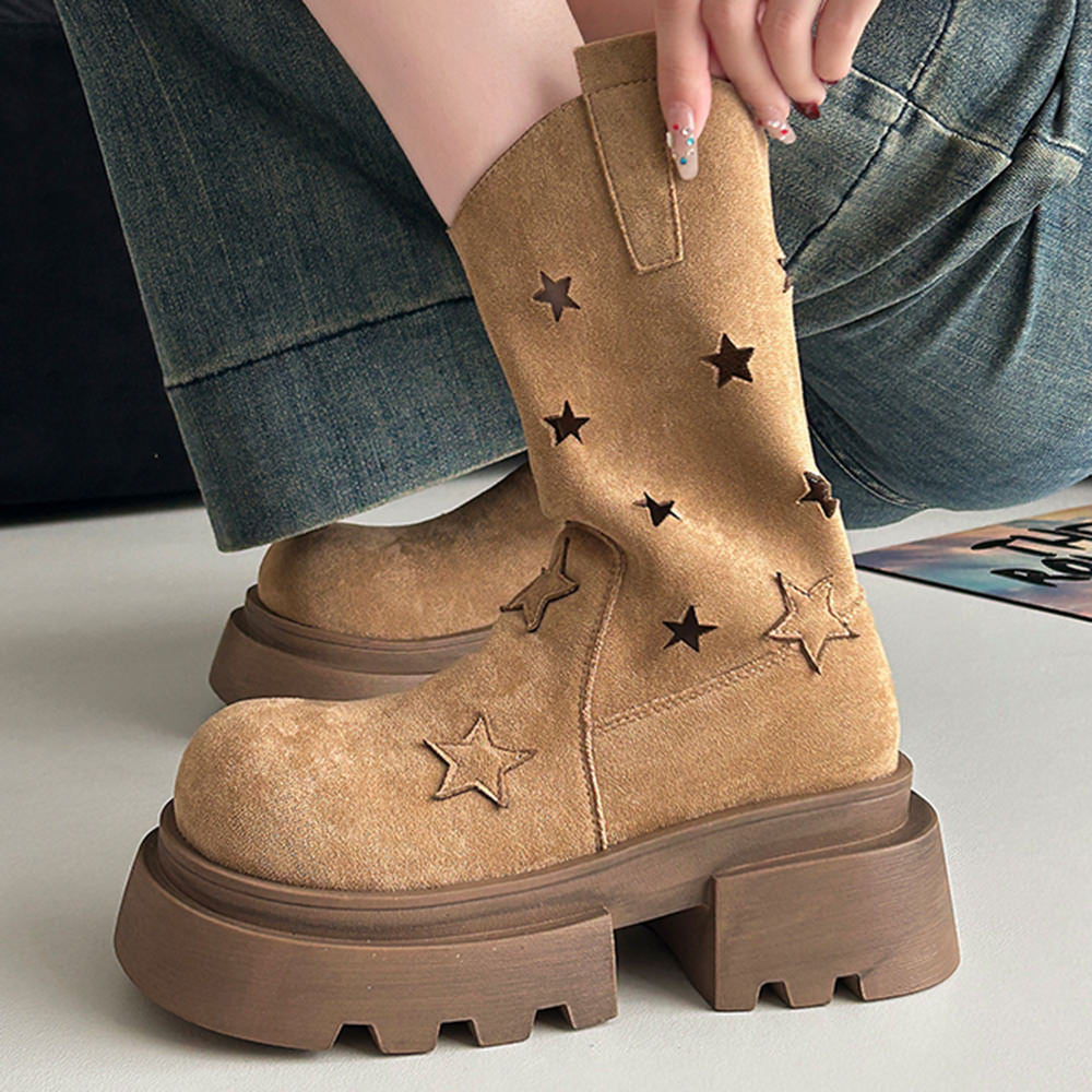 Star Cut-Out Platform Boots