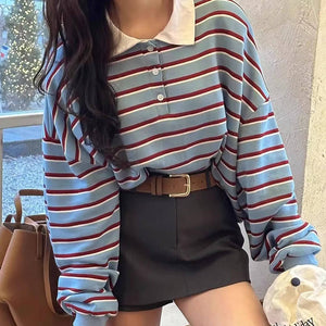 Bonjour Baby Stripe Polo Sweatshirt