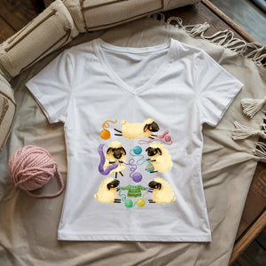 Sheep Knitter Lady V-neck
