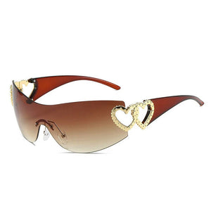 Y2K Rhinestone Heart Sunglasses