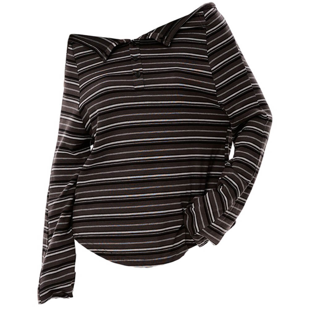 Y2K Off-Shoulder Henley Longsleeve