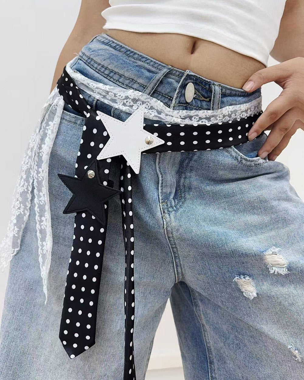 Y2K Polka Dot Statement Ribbon Belt