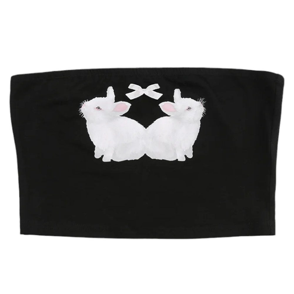 Y2K Rabbit Print Tube Top